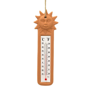 Terracotta Sun Wall Hanging Thermometer | Traditional Indoor Outdoor Thermometer