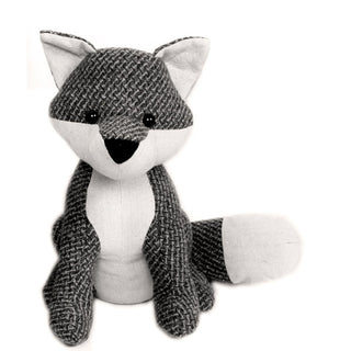 Textured Fabric Fox Doorstop ~ Grey British Wildlife Fox Door Stop