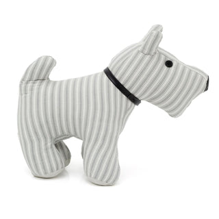 Toby Striped Scottie Dog Doorstop | Grey Stripey Fabric Dog Door Stop - 32cm