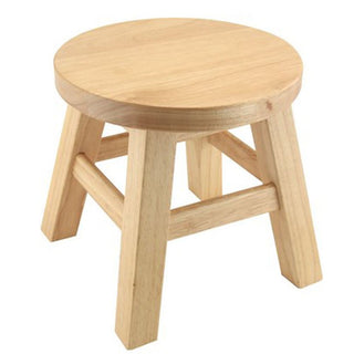 Traditional Childrens Wooden Stool | Small Round Plain Wood Kids Step Stool Seat