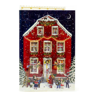 Traditional Victorian House Christmas Advent Calendar Greetings Card & Envelope