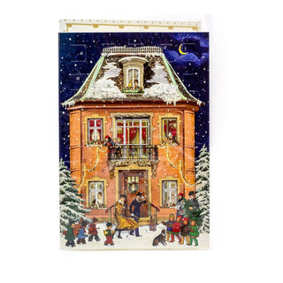 Traditional Victorian House Christmas Advent Calendar Greetings Card & Envelope