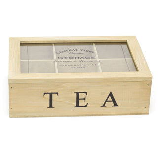 Vintage General Store Wooden Tea Box Chest Holder With 6 Compartents