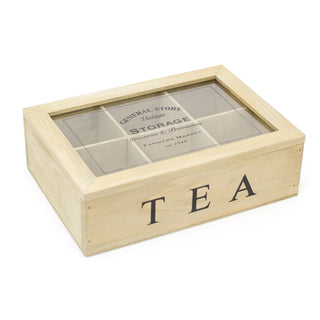 Vintage General Store Wooden Tea Box Chest Holder With 6 Compartents
