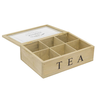 Vintage General Store Wooden Tea Box Chest Holder With 6 Compartents
