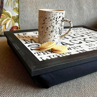 Vintage Quote Lap Tray ~ 43X32 Black Laptray With A Bean Bag Base