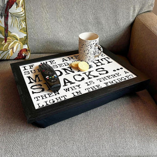 Vintage Quote Lap Tray ~ 43X32 Black Laptray With A Bean Bag Base
