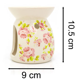 Vintage Rose Ceramic Essential Oil Burner & Candle Holder - Aromatherapy Gift