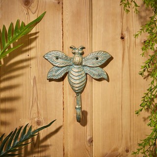 Vintage Style Bee Wall Hook | Wrought Iron Rustic Bee Shaped Wall Hook - 17cm