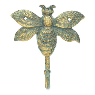 Vintage Style Bee Wall Hook | Wrought Iron Rustic Bee Shaped Wall Hook - 17cm
