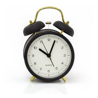 Vintage Style Black Metal Twin Bell Alarm Clock | Retro Battery Operated Bedside Alarm Clock | Traditional Bell Alarm Clock