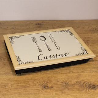 Vintage Style Cuisine Lap Tray With Cushion | Large Bean Bag Lap Tray - 43x32cm