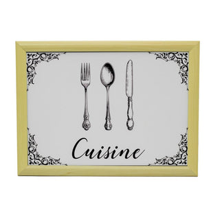 Vintage Style Cuisine Lap Tray With Cushion | Large Bean Bag Lap Tray - 43x32cm