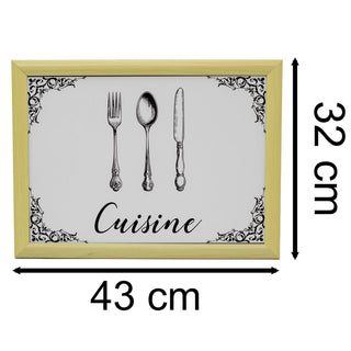 Vintage Style Cuisine Lap Tray With Cushion | Large Bean Bag Lap Tray - 43x32cm