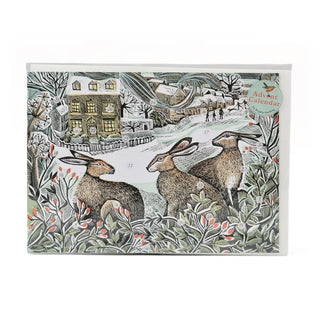 We Three Hares Advent Calendar Greetings Card | Christmas Advent Card & Envelope