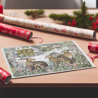 We Three Hares Advent Calendar Greetings Card | Christmas Advent Card & Envelope