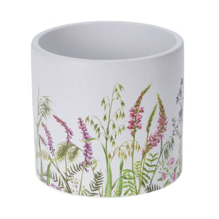 White Floral Plant Pot | Decorative Botanical Terracotta Cachepot Planter - 10cm