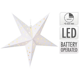 White LED Christmas Star | Christmas Paper Star Light Hanging Decoration - 60cm