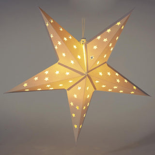 White LED Christmas Star | Christmas Paper Star Light Hanging Decoration - 60cm