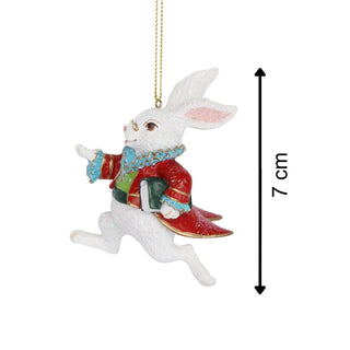 White Rabbit Christmas Bauble Alice in Wonderland Christmas Tree Ornament - 9cm