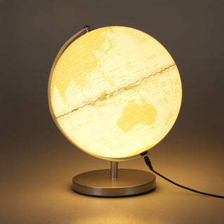 White World Globe with LED Light | Decorative Illuminated Globe Lamp - 31cm