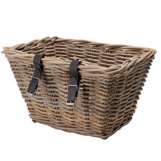 Wicker Bicycle Basket with Leather Straps | Rustic Bike Basket - 30x40cm