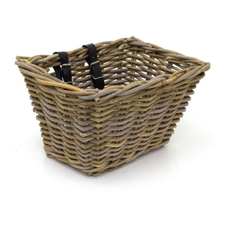 Wicker Bicycle Basket with Leather Straps | Rustic Bike Basket - 30x40cm
