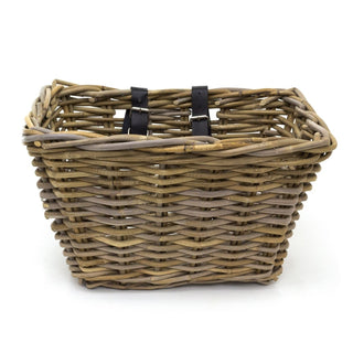 Wicker Bicycle Basket with Leather Straps | Rustic Bike Basket - 30x40cm
