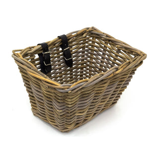 Wicker Bicycle Basket with Leather Straps | Rustic Bike Basket - 30x40cm