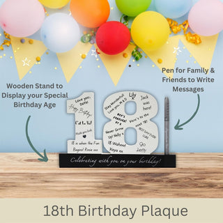 Wooden Birthday Signature Plaque ~ Happy 18Th Birthday Gift