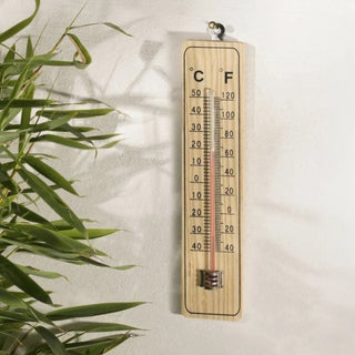 Wooden Wall - mounted Garden Thermometer | Indoor & Outdoor Thermometer - 22cm