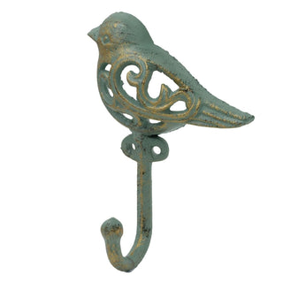 Wrought Iron Bird Wall Hook | Antique Style Iron Bird Shaped Coat Hook - 15cm