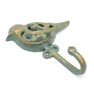 Wrought Iron Bird Wall Hook | Antique Style Iron Bird Shaped Coat Hook - 15cm