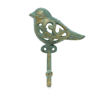 Wrought Iron Bird Wall Hook | Antique Style Iron Bird Shaped Coat Hook - 15cm