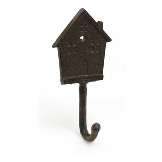 Wrought Iron House Wall Hook | Vintage - style Metal House Shaped Coat Hook - 16cm