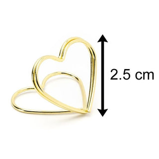 10 Piece Gold Wire Heart Place Card Holders | Wedding Table Card Holder Table Number Holders | Metal Name Card Stands