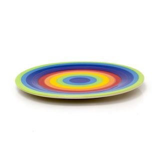 18cm Hand Painted Rainbow Stripe Ceramic Side Plate | Multicoloured Desert Plate Snack Plate Salad Plate | Round Kitchen Small Plate