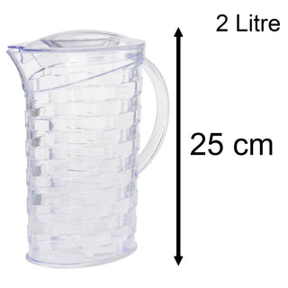 2 Litre Plastic Water Pitcher With Lid | Lattice Design Fridge Water Jug