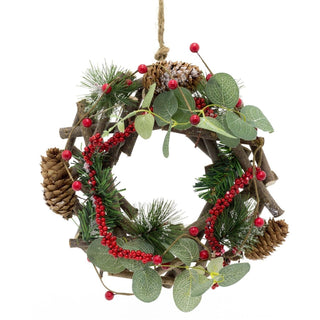 22cm Traditional Christmas Wreath Pine Cone And Berry Decoration | Christmas Door Wreath Xmas Wreath | Christmas Decorations