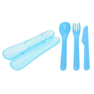 3 Piece Travel Cutlery Set With Case | Reusable Plastic Travel Utensils
