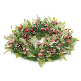 34cm Traditional Christmas Wreath Pine Cone And Mistletoe Decoration | Christmas Door Wreath Xmas Wreath | Christmas Decorations - Design Varies One Supplied