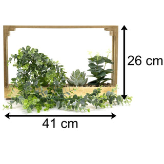 5 Artificial Succulent Plants With Crate | Faux Plant And Planter | Fake Plants Home Decor - 41cm