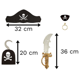 5 Piece Kids Childs Pirate Set | Captain Jack Role Play Dress Up Pirate | Children's Fancy Dress Accessories