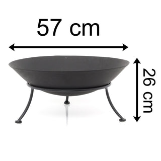57cm Cast Iron Fire Pit Round Fire Bowl | Brazier Fire Pit Wood Charcoal Patio Heater | Outdoor Log Burner Camping Fire Pit