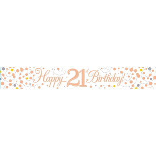 9ft Holographic Happy 21st Birthday Banner | Party Banners Rose Gold Happy Birthday Banner | Happy Birthday Sign Rose Gold Birthday Decorations
