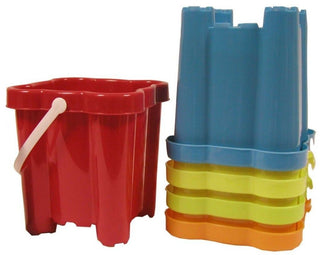 Beach Sand Toys 16Cm Neon Square Castle Bucket - Colour Vary