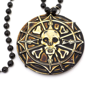 Beaded Pirate Coin Necklace | Pirate Costume Fancy Dress Skull Medallion