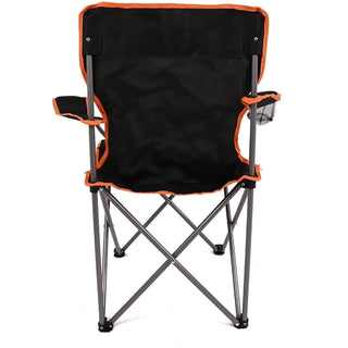 Black and Orange Portable Folding Camping Chair | Outdoor Fold Out Lightweight Camp Chairs | Picnic Chairs Folding Armrest Cup Holder