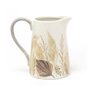 Botanical Pampas Grass Ceramic Serving Jug | Floral Water Pitcher China Milk Jug | Country Kitchen Jugs Porcelain Flower Vase