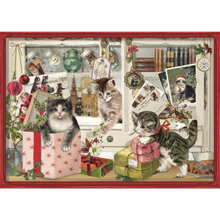 Carousel Home Traditional Christmas Advent Calendar | The Playful Christmas Kittens Door Advent Calendar | Animal Christmas Picture A4 Advent Calendar